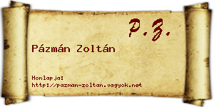 Pázmán Zoltán névjegykártya