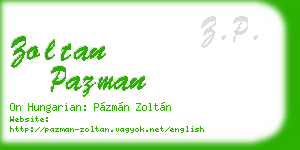 zoltan pazman business card