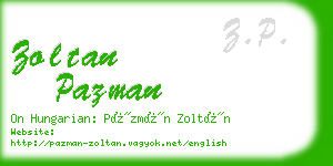 zoltan pazman business card